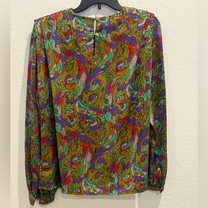 Vintage Colorful Paisley Long Sleeve Blouse